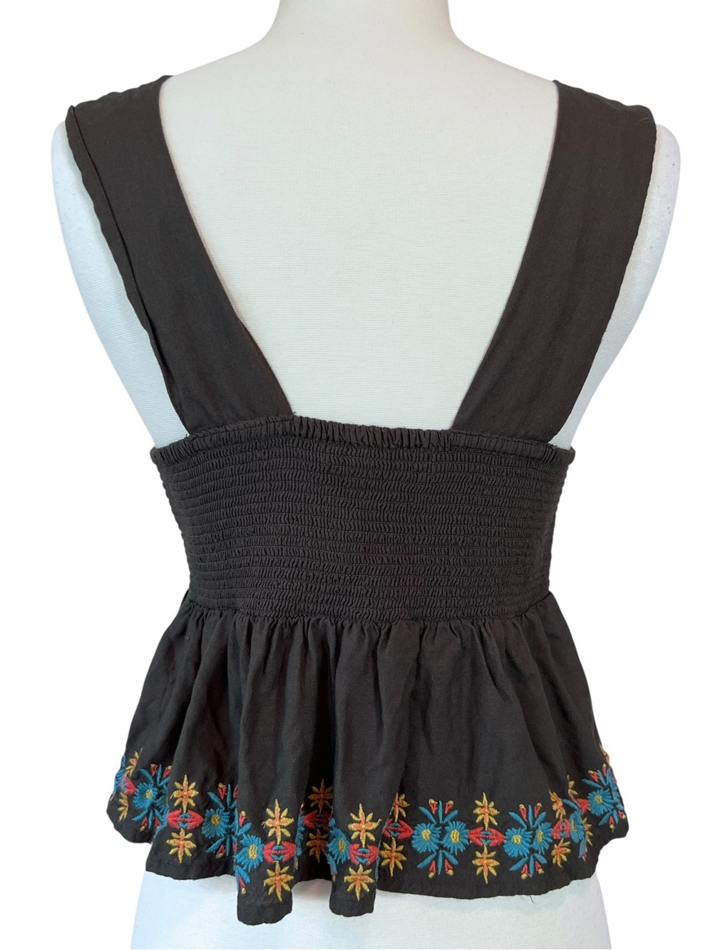 NATURAL LIFE Boho Crop Tank Top with Multicolor Floral Embroidery - Picture 9 of 9